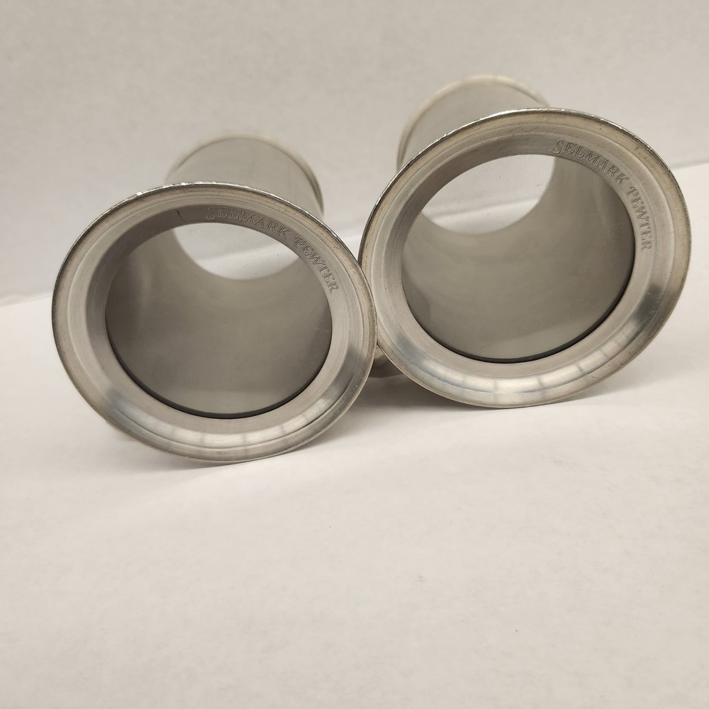 Set of 2 Selmark Pewter Tankards Barware Mugs Vintage Drinkware "glass" bottom - Picture 3 of 10